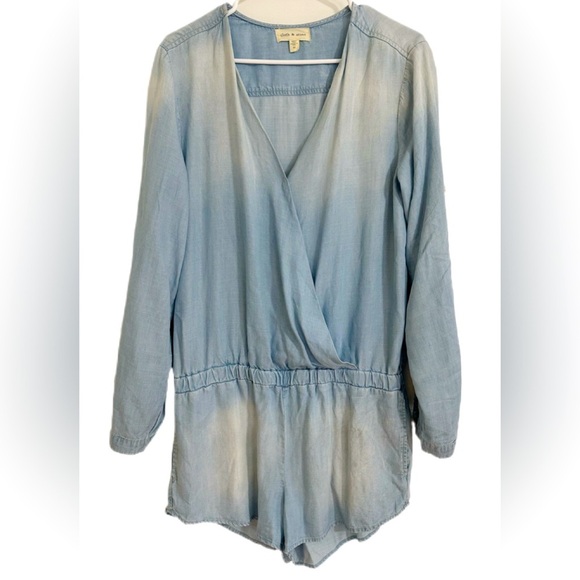 Cloth & Stone Womens Romper M Chambray Blue Soft Tencel Denim Look - Picture 2 of 8